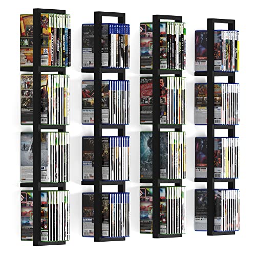 You Have Space Black Floating Shelves for Wall, 34 Inch Video Games, CD, DVD Storage Shelves, Metal Cube Storage Shelf Set of 4