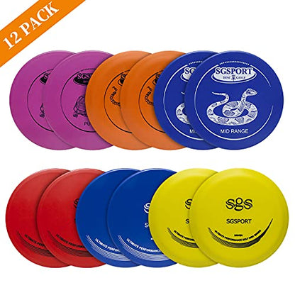 12 PCS Disc Golf Set with Bag Portable Disc Golf Backpack Holds 28+ Discs | Disc Golf Discs for Beginner with Putter, Midrange, Driver Free Stand Bag Design for Convenient Use - color: Yellow