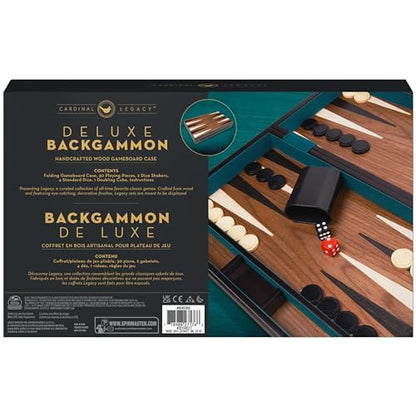 Spin Master Games Legacy Deluxe Wooden Backgammon Classic 2-Player Original Board Game Set with Cups and Dice, for Kids and Adults Aged 8 and up - color: Backgammon