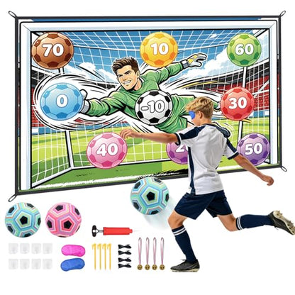 Sticky Soccer Ball Game Set for Kids, Indoor Outdoor Toss Soccer Goal Toy with Blindfold, Target Soccer Game for Backyard Family Play Fun Sports Birthday Party Favors Gifts for Boys Girls Ages 3-8