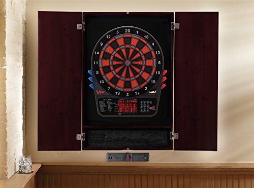 Viper Metropolitan Solid Wood Cabinet & Electronic Dartboard Play-Ready Bundle - color: Mahogany, style: Elite Set