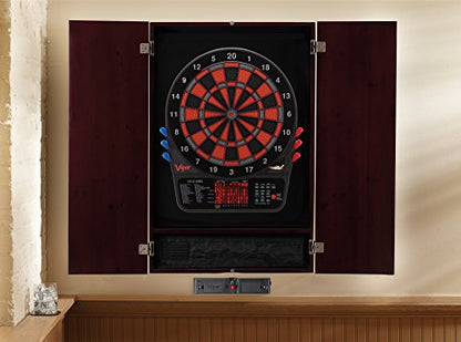 Viper Metropolitan Solid Wood Cabinet & Electronic Dartboard Play-Ready Bundle - color: Mahogany, style: Elite Set