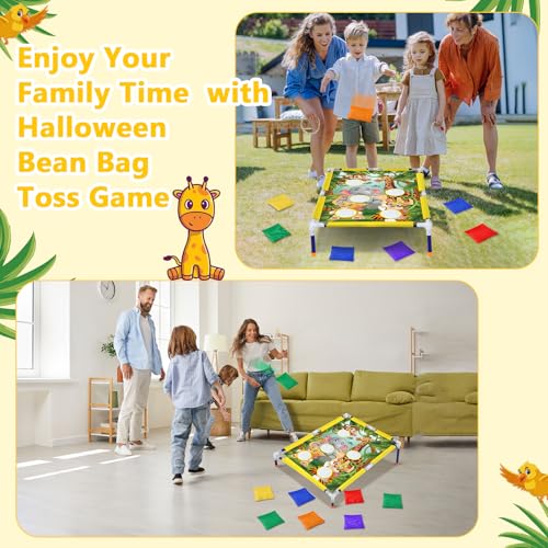 Gemscream Bean Bag Toss Games with 6 Bean Bags Portable PVC Framed Corn Hole Game Set for Beach Summer Spring Safari Theme Outdoor Game Party