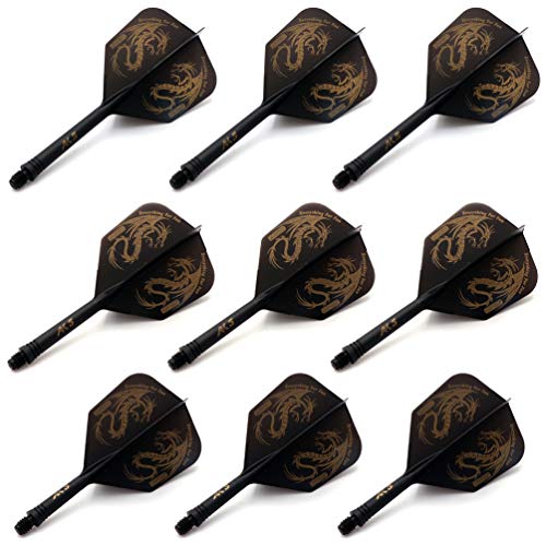 CUESOUL 3 Sets Integrated Dart Shaft and Flights,Dart Shaft Length 21mm/28mm/33mm - color: Shaft Length 21mm+28mm+33mm-Big Wing Shape-Black Dragon