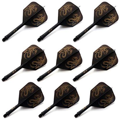 CUESOUL 3 Sets Integrated Dart Shaft and Flights,Dart Shaft Length 21mm/28mm/33mm - color: Shaft Length 21mm+28mm+33mm-Big Wing Shape-Black Dragon