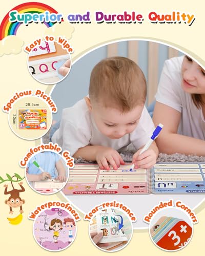 Baobrava Preschool Learning Activities, 37 Themes Tracing Activity Books Ages 3-8, Toddler Handwriting Practice, Letter Tracing, Kindergarten Workbooks, Travel Game for Trip, Christmas Birthday Gifts - style: I Can Write Book Game