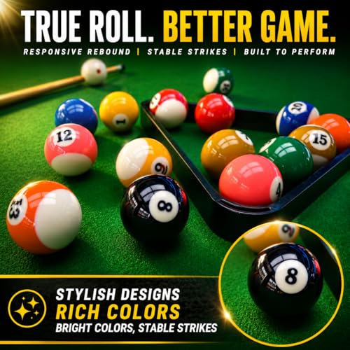 HMQQ Billiard Balls Set 2-1/4" Regulation Size Pool Table Balls for Replacement (16 Resin Balls) - style: 5A 2-1/4" pool ball