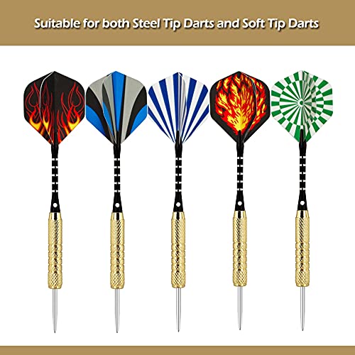 Standard Dart Flights 40 Sets 120 Pcs - Durable PET and Laser Replacement Feather Tail Wings - Dart Accessories Kit for Steel Tip Darts and Soft Tip Darts