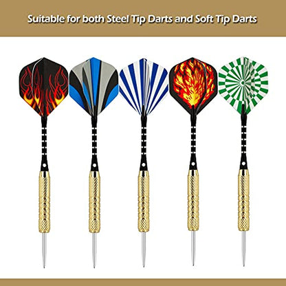 Standard Dart Flights 40 Sets 120 Pcs - Durable PET and Laser Replacement Feather Tail Wings - Dart Accessories Kit for Steel Tip Darts and Soft Tip Darts