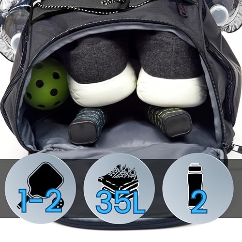 Athletico 35L Pickleball Backpack - Pickleball Bags for Men or Women Includes Pickleball Ball Holder - color: Black