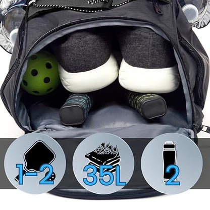 Athletico 35L Pickleball Backpack - Pickleball Bags for Men or Women Includes Pickleball Ball Holder - color: Black