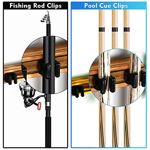 12 PCS Pool Cue Holder Clamps(Include Screws), Billiards Snooker Cue Locating Clip Holder Regular Fishing Rod Storage Clips Black for Pool Cue Racks Include Screws - color: Big