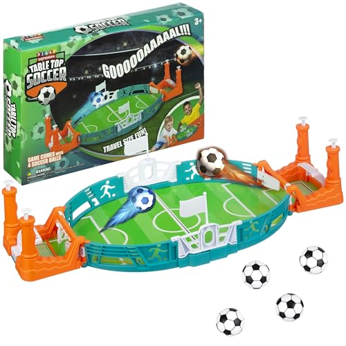 Tabletop Soccer Game - Portable Mini Soccer Goal with 4 Balls Included | Desktop Hand Soccer Training Toy. Fun Desk Game for Office, Work & Travel. Great Gift for Kids & Adults - style: Soccer