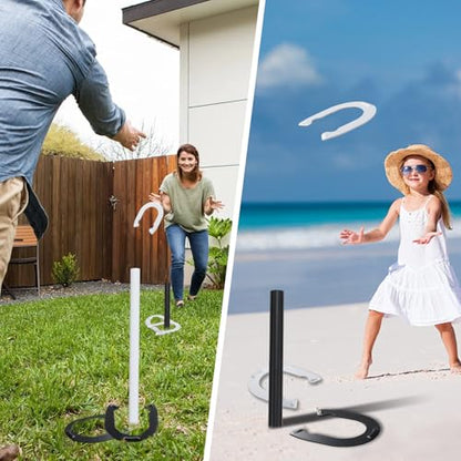 Horseshoes Outside Game for Children, Steel Horse Shoes Game Kit Outdoor Games for Kids Teens Family Portable for Backyard Yard Lawn Camping Beach Party