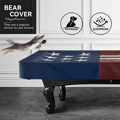 Pool Table Cover, Waterproof Indoor/Outdoor Heavy Leatherette Pool Table Accessories, Billiards Accessories for Protecting Felt, 7/8/9 Feet Fitted Billiard Covers Red & Blue(7FT/OG)