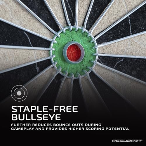 Accudart Classic Bristle Dartboard – Official 18” x 1.5” Sisal Board, Self‑Healing Fibers, Staple‑Free Bullseye, Reduced Bounce‑Outs – Ideal for Steel‑Tip Darts
