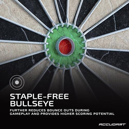 Accudart Classic Bristle Dartboard – Official 18” x 1.5” Sisal Board, Self‑Healing Fibers, Staple‑Free Bullseye, Reduced Bounce‑Outs – Ideal for Steel‑Tip Darts