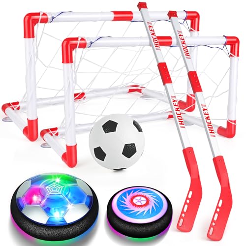 Helsort Hover Soccer Ball Set, Hover Hockey Set for Kids, Air Floating Soccer Toys Hockey Ball with Led Light, Indoor Outdoor Sports Toys & Games, Christmas Birthday Gifts for 3-12 Years Boy Girl