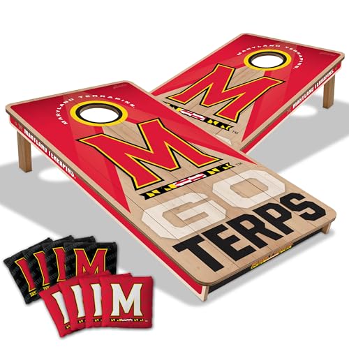 YouTheFan NCAA 2' x 4' Slogan Series Professional Wood Cornhole Game with Logo Bags - color: Maryland Terrapins