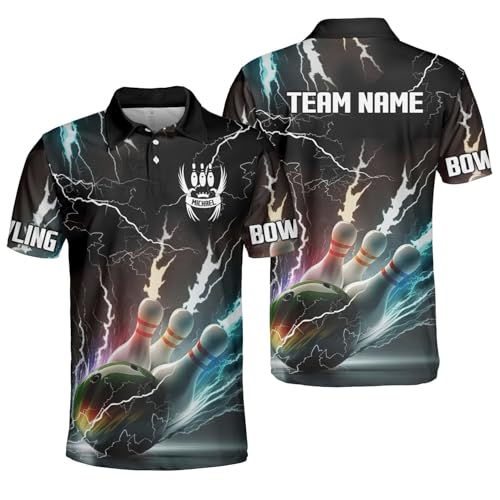 GABITA Personalized Bowling Jerseys for Men, Custom Bowling Polo Shirt, Bowling Shirts Gift for Bowler Team Player - color: A40