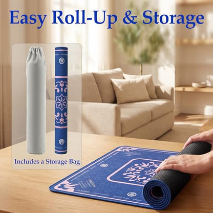 Blue Mahjong Mat for Table, American Mahjong Mat with Rules, 32.4x32.4 in 3MM Non-Slip Noise-Reducing Neoprene Table Cover with Carrying Bag for Mah Jongg, Poker, Card Games - color: Blue With Rules