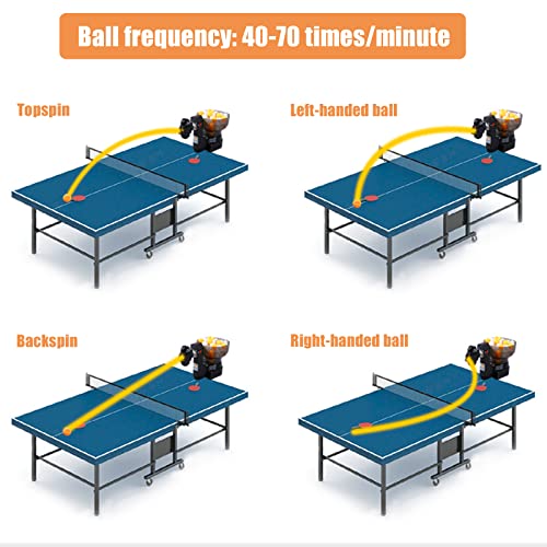 Table Tennis Robot HP-07 Portable with 36 Different Spin Balls Automatic Ping Pong Robot Ball Machine Ping Pong Machine for Training with Table Tennis Balls（Only Machine）