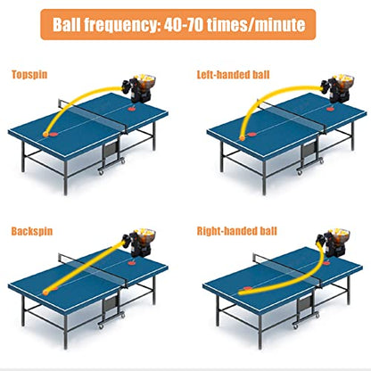 Table Tennis Robot HP-07 Portable with 36 Different Spin Balls Automatic Ping Pong Robot Ball Machine Ping Pong Machine for Training with Table Tennis Balls（Only Machine）