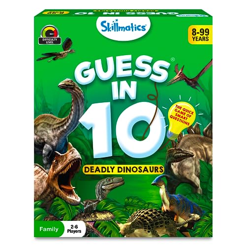 Skillmatics Guess in 10 Dinosaurs, Perfect for Boys, Girls, Kids, and Families Who Love Card Games, Toys, Travel Games, Gifts for Ages 8, 9, 10 & Up - style: Dinosaurs