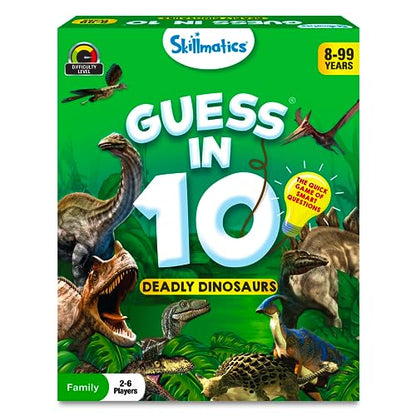 Skillmatics Guess in 10 Dinosaurs, Perfect for Boys, Girls, Kids, and Families Who Love Card Games, Toys, Travel Games, Gifts for Ages 8, 9, 10 & Up - style: Dinosaurs