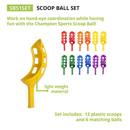 Champion Sports Scoop Ball & Catch Games – Lightweight Plastic Toss & Catch Sets for All Ages - style: Scoop Ball Game Set