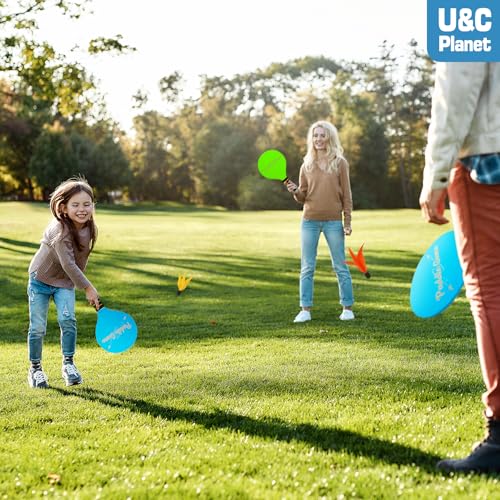 Beach Paddle Ball Set, Family Outdoor Paddle Ball Game Set | Backyard Beach Game Park Camping Yard for Boys Girls Ages 3+, Badminton Rackets for Kids Adults, Beach Necessities Must Have - color: Green (Age:3+)