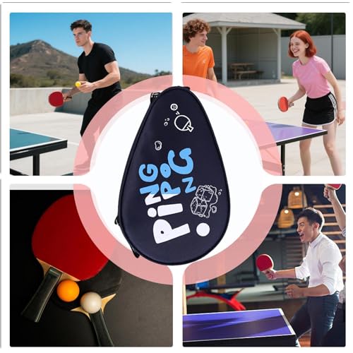 Table Tennis Racket Case - Waterproof Hard Shell Case - Adjustable Shoulder Strap Shockproof Portable Table Tennis Bat Cover with Ball Compartment - for Equipment Accessories Gym Sports Athlete Men Wo