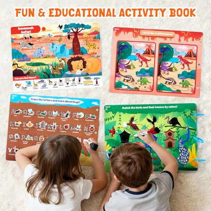 JoyCat Seek & Find Game Book - Animal Preschool Learning Activity for Toddlers & Kids, Travel Activities Toys for Road Trip Car Airplane, Christmas Toys, Educational Gifts for Boys Girls Ages 3-5 - style: 4. Seek & Find Animals