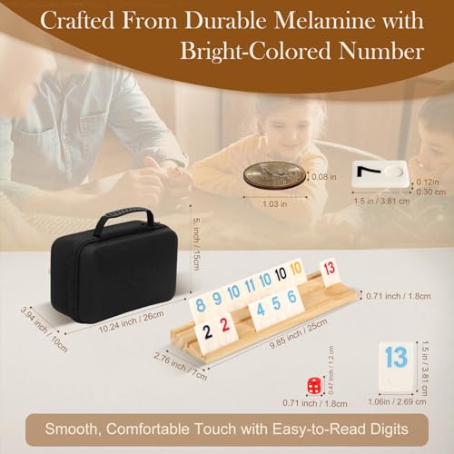Soopotay Upgraded 2-4 Players Rummy Game, 106 Melamine Tiles, 4 Wooden Racks, Premium Portable Case, Drawstring Bags, Tile Board Games for Adults, Birthday Gifts for Men Women Dad Mom - style: 2-4 Players