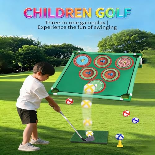 Golf Training Game Set, Sticky Golf Pong MatWith 20 Balls and 6 Adjustable Targets Featuring 3 Play Modes for Indoor Outdoor Chipping Practice Fun and Skill Improvement