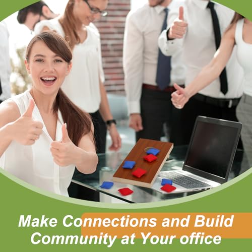 5 Portable Mini Tabletop Cornhole Set 10 Wooden Board Desktop Corn Hole Toss Game 40 Bean Bag for Xmas Group Office Employee Family Student Fun Travel
