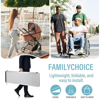 6 Feet Aluminum Folding Wheelchair Ramp | Non-Skid Handicap Threshold Wheel Chair Ramp for Home Steps, Stairs, Entry, Threshold, Doorways, 600LBS Capacity,28in Wide - size: 6FT-tri-fold-silvery