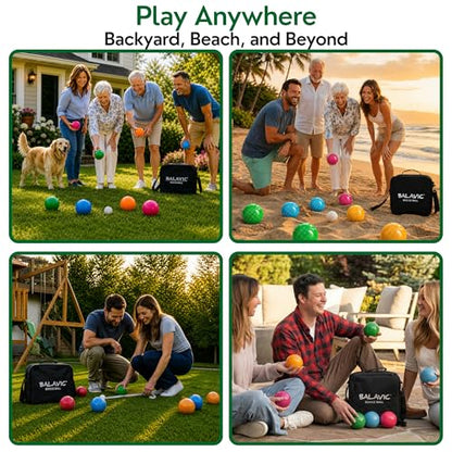 Bocce Ball Set - 100mm Resin, Pallino, Carry Bag & Measuring Tape | Bright Pink, Orange, Green & Blue Balls, Backyard, Lawn & Beach Play, Family Fun for 2-8, Great Gift