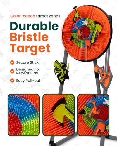 GIRAFFYCO Axe Throwing Game Set for Backyard, Target Stand with 6 Axes, 6 Throwing Stars & 6 Dart-Style Pieces, Indoor/Outdoor Yard Game for Kids, Teens, Adults & Family Play