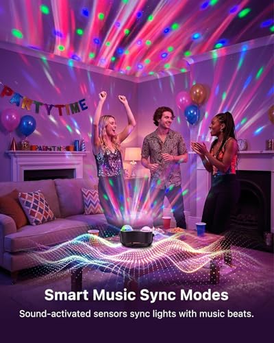 3-in-1 Disco Two Ball Lights with Magic Lamp Aurora Effect Sound Activation | Remote Control RGB Red & Green Beams, Karaoke Dance Party Ambient Lighting, Xmas and Halloween, Holiday Decor for Room, home