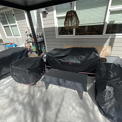 Turtle Life Patio Furniture Sets Cover, Heavy Duty Rectangular Durable Waterproof Outdoor UV Resistant Anti-Fading Dining Table Chairs Furniture Cover, Black, 72"L x 44"W x 29"H - size: 72"Lx44"Wx29"H