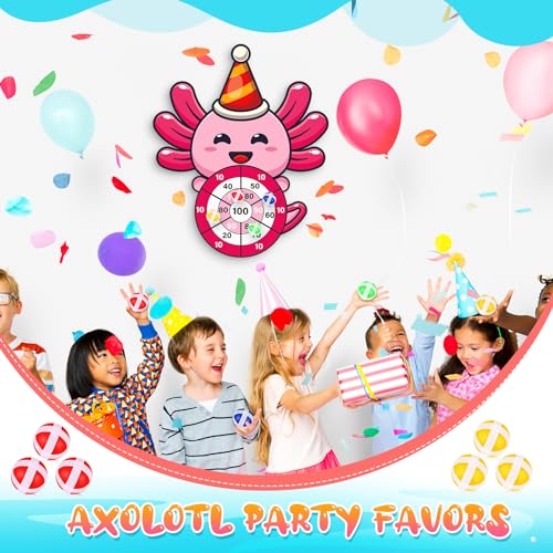 HyDren Axolotl Party Game 31x24 Dart Board with 12 Sticky Balls Axolotl Party Favors Birthday Decor Gift for Indoor Outdoor Game - style: Axolotl