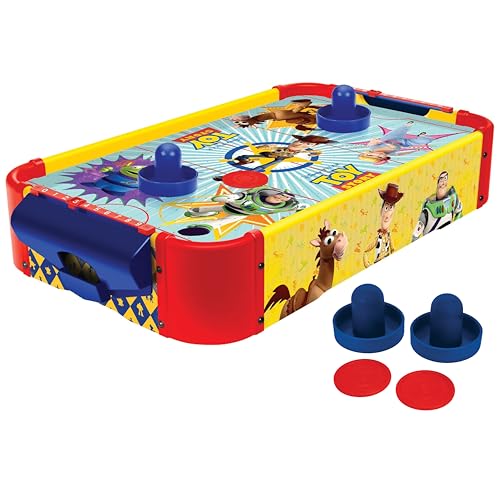 Disney Pixar Toy Story Air Hockey Table for Kids - Buzz & Woody Tabletop Game with Puck, Pushers & Air Flow System - Disney Licensed - Kids 4+
