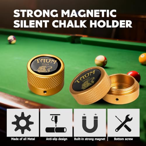 TAOM Upgrade Pool Chalk Holder Round Shaped Practical Tool Billiards Accessories Magnetic Mini Chalk Tip Case Container Round Box Billiards,Cue Tip Tool Scuffer Shaper - color: 2-Single Chalk holder-Yellow