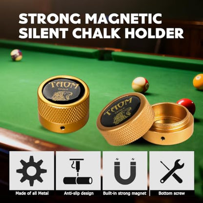 TAOM Upgrade Pool Chalk Holder Round Shaped Practical Tool Billiards Accessories Magnetic Mini Chalk Tip Case Container Round Box Billiards,Cue Tip Tool Scuffer Shaper - color: 2-Single Chalk holder-Yellow