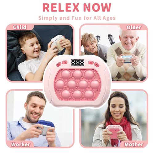 Intoypad Pop Game Light Up Fidget Toy for Kids, 6 Modes LED Screen Quick Push Controller Electric Fidget Popper Bubble Game Car Games Travel Activities Birthday Toys for Girls Pink - style: Pink