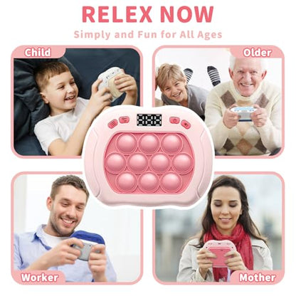 Intoypad Pop Game Light Up Fidget Toy for Kids, 6 Modes LED Screen Quick Push Controller Electric Fidget Popper Bubble Game Car Games Travel Activities Birthday Toys for Girls Pink - style: Pink