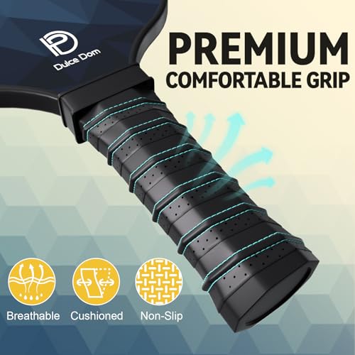 Dulce DOM Pickleball Paddles Set of 2/4 - USAPA Approved, 4 Indoor Outdoor Pickleball Balls, Fiberglass Surface Paddle Racket with Cover Bag, Ideal Training Equipment Gift for Men & Women - color: Dark Blue*2