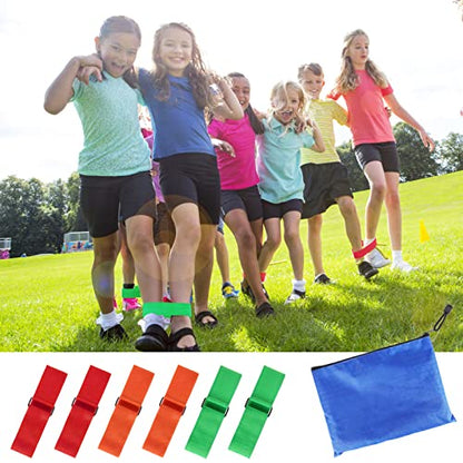 Hooqict 6pcs 3 Legged Race Bands for Kids Adults Birthday Carnival Party Field Day Outdoor Three Legged Relay Race Family Games