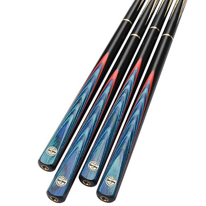 57" 3/4 Jointed Billiard/Pool/Snooker Cue Set 5 Face-Spliced Ash Shaft with A Leather Cue Case - color: Blue Flames Butts
